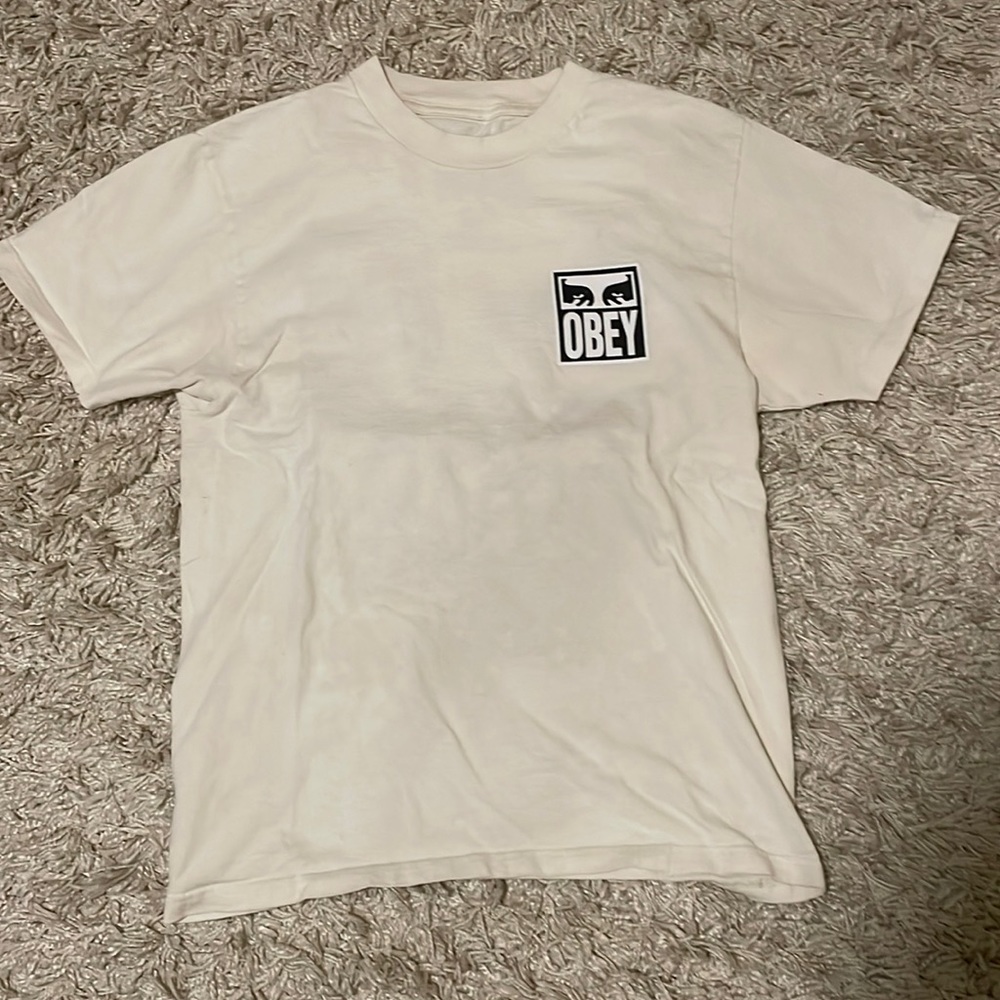 Obey graphic t-shirt, color:cream